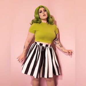 **SOLD** Ghost Skater Skirt in Black & White Stripes Size S